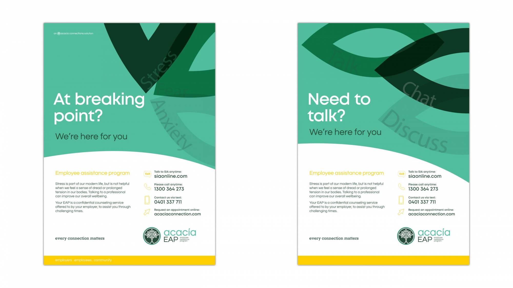 Flyer brochure Acacia Connections Psychology support services Brisbane Australia