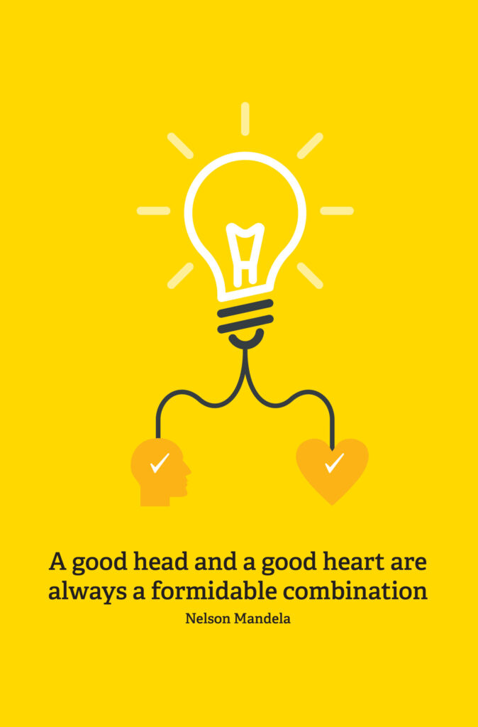 Actrua safety campaign of lightbulb powerd by the head and the heart with the phrase 