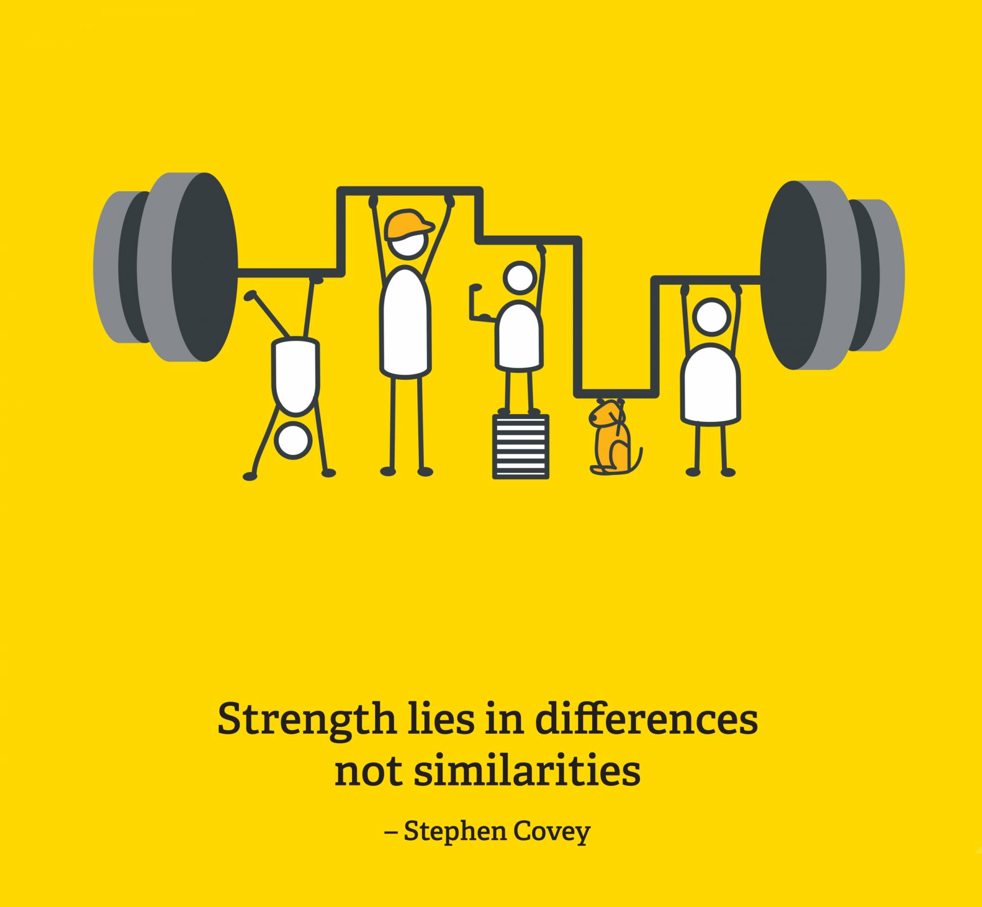 Actrua brand safety campaign with several different stick figures holding up a dumbbell. With the phrase