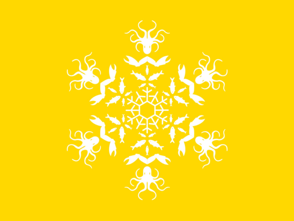 white snowflake on yellow background
