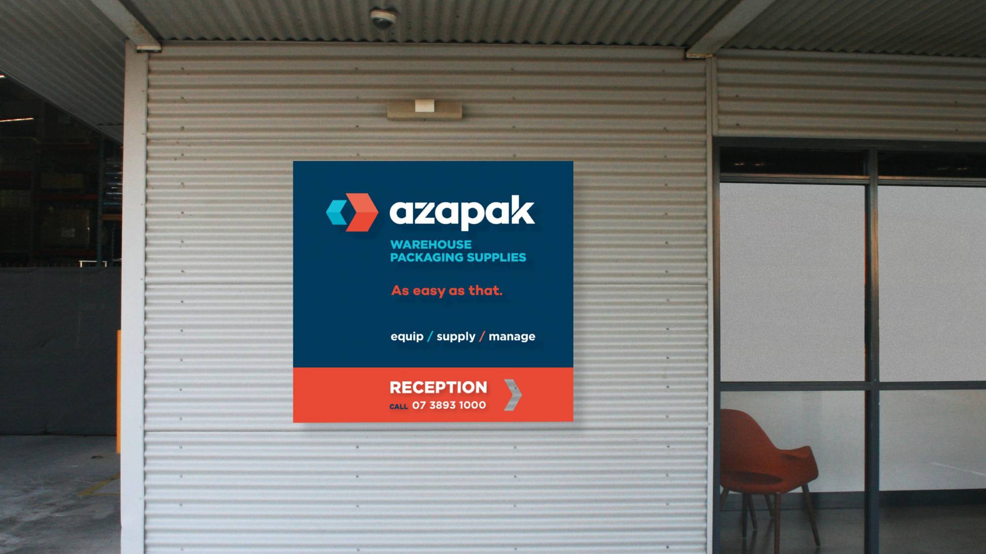 office signage mock up design for new azapak brand