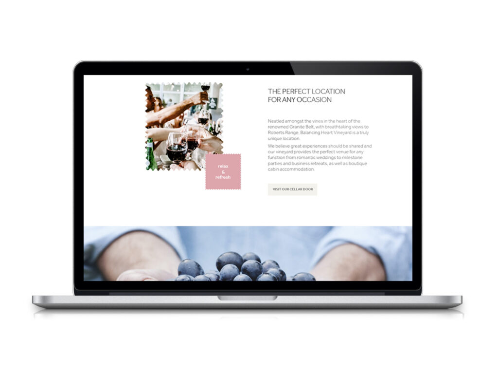 Balancing Heart wine website design Brisbane