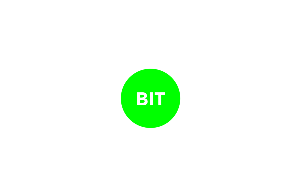 Bright green circle with white text