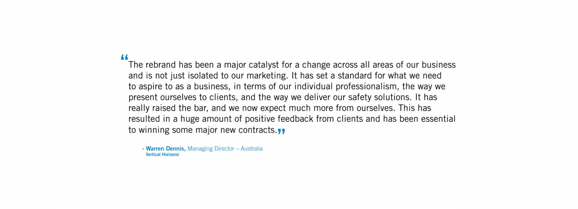 Vertical Horizons testimonial from client about success of brand positioning strategy