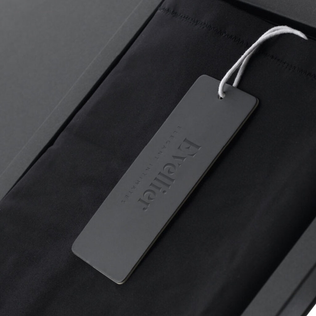 Evellier Elegant Intimates black tag collateral design