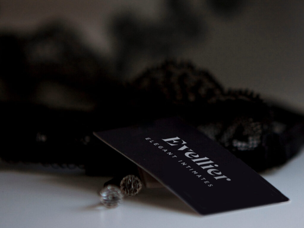 Evellier Elegant Intimates black business card