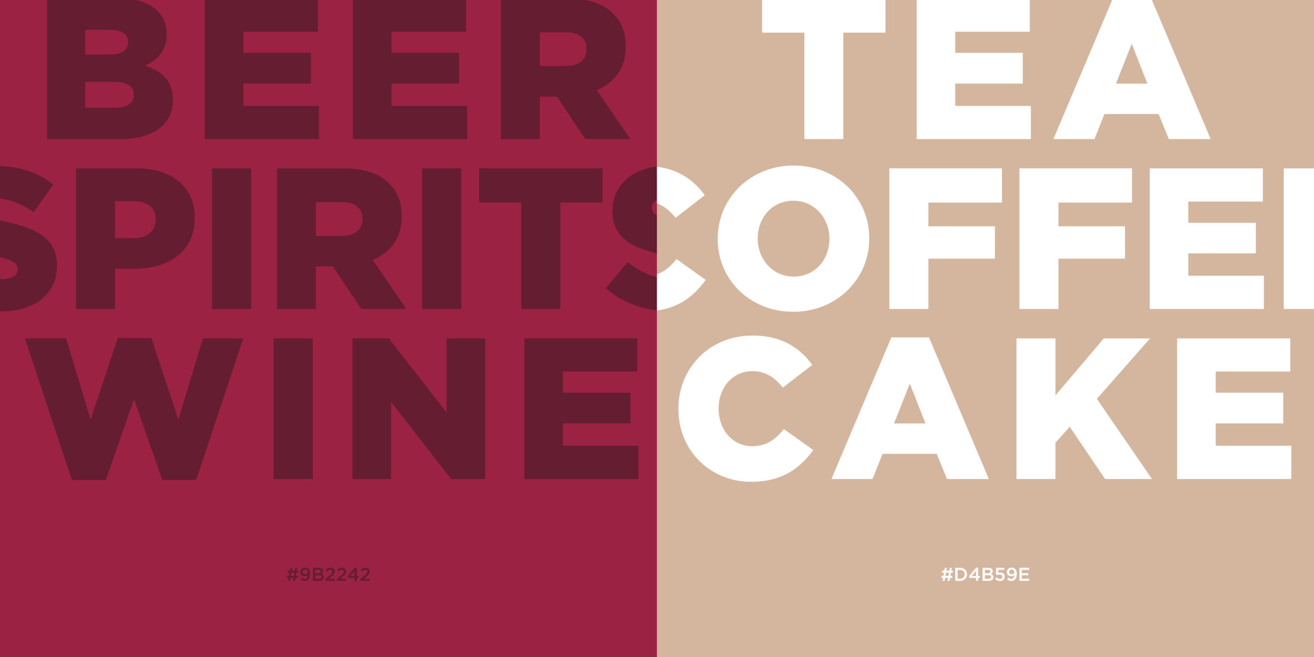 Words on a split background of red and light brown