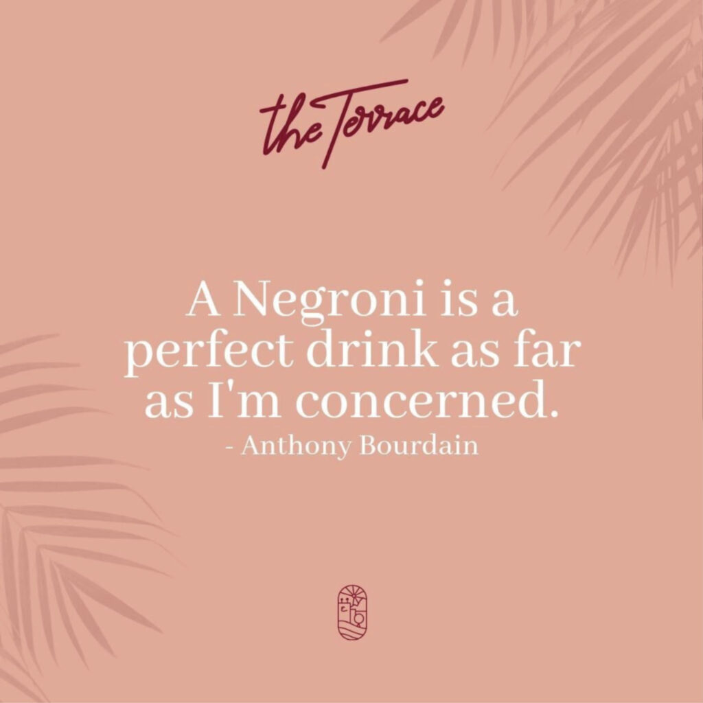 The Terrace- quote on pink background