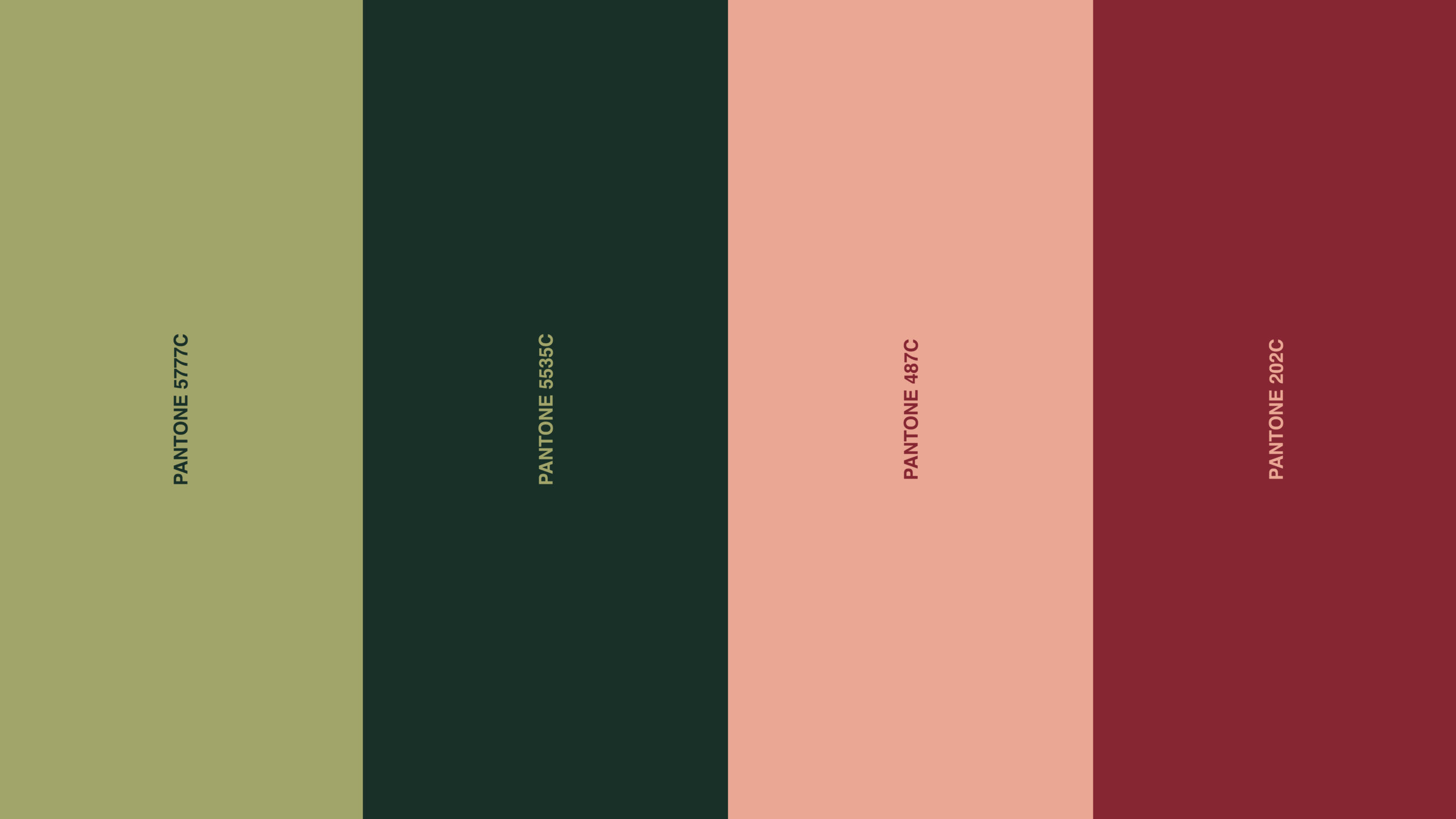 Four coulored panels each with their own pantone colours