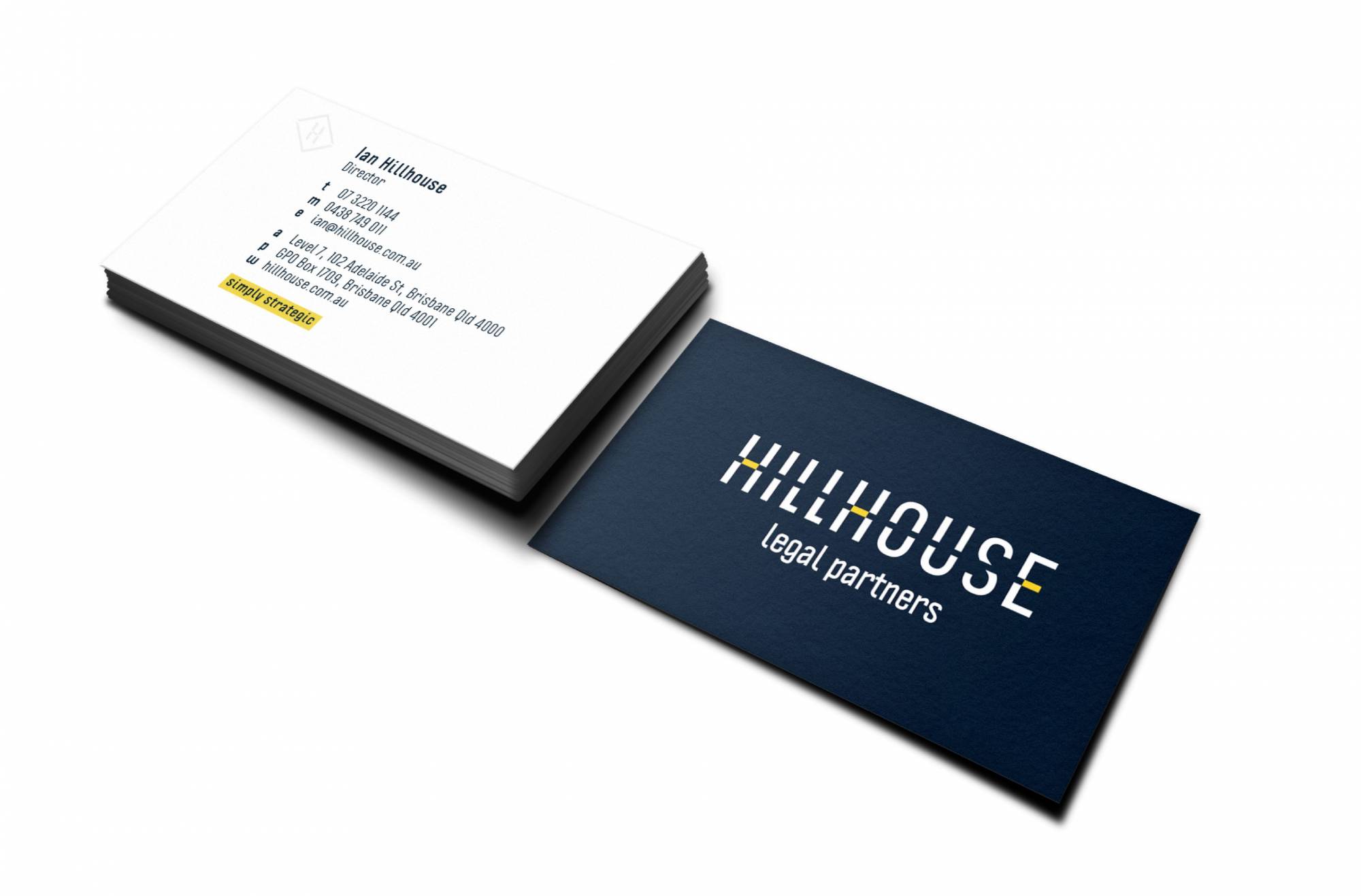 business card design with brand and positioning strategy for HIllhouse