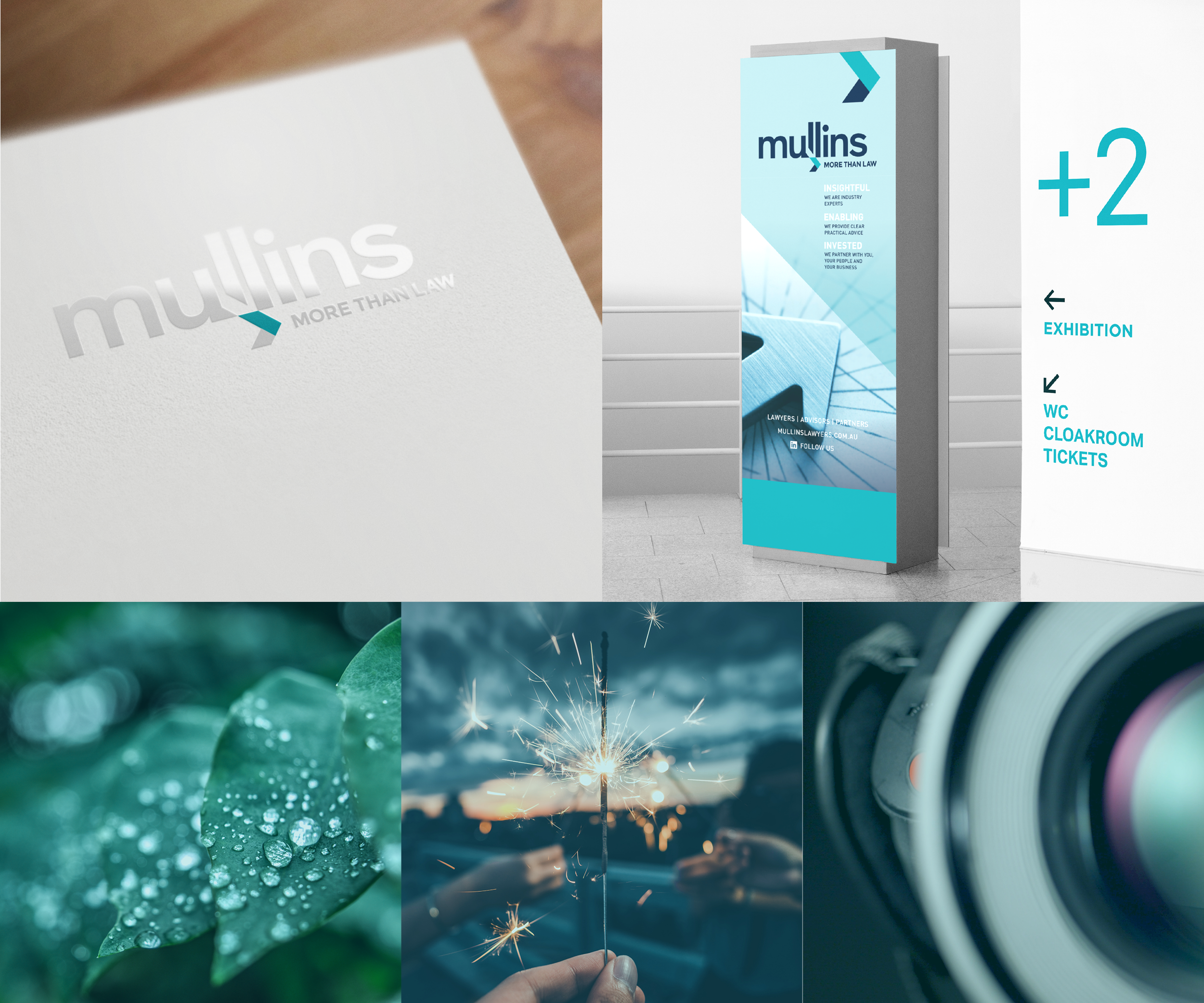 Mullins branded stationary mixed with photographs-visual identity