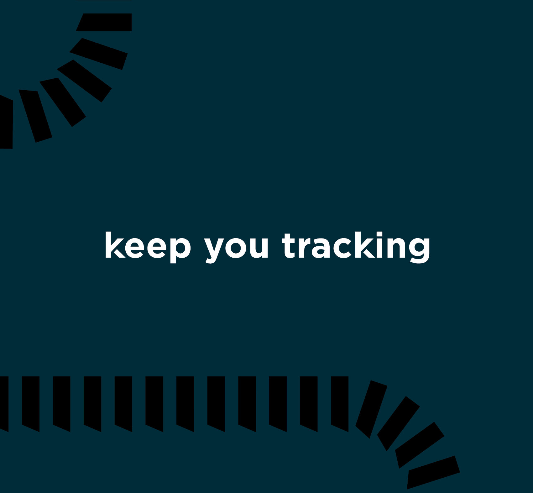 White text on dark blue background with black line effect