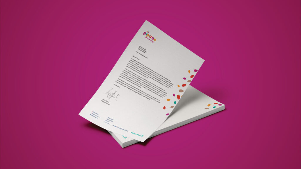 Piptree Early Learning - Letterhead example