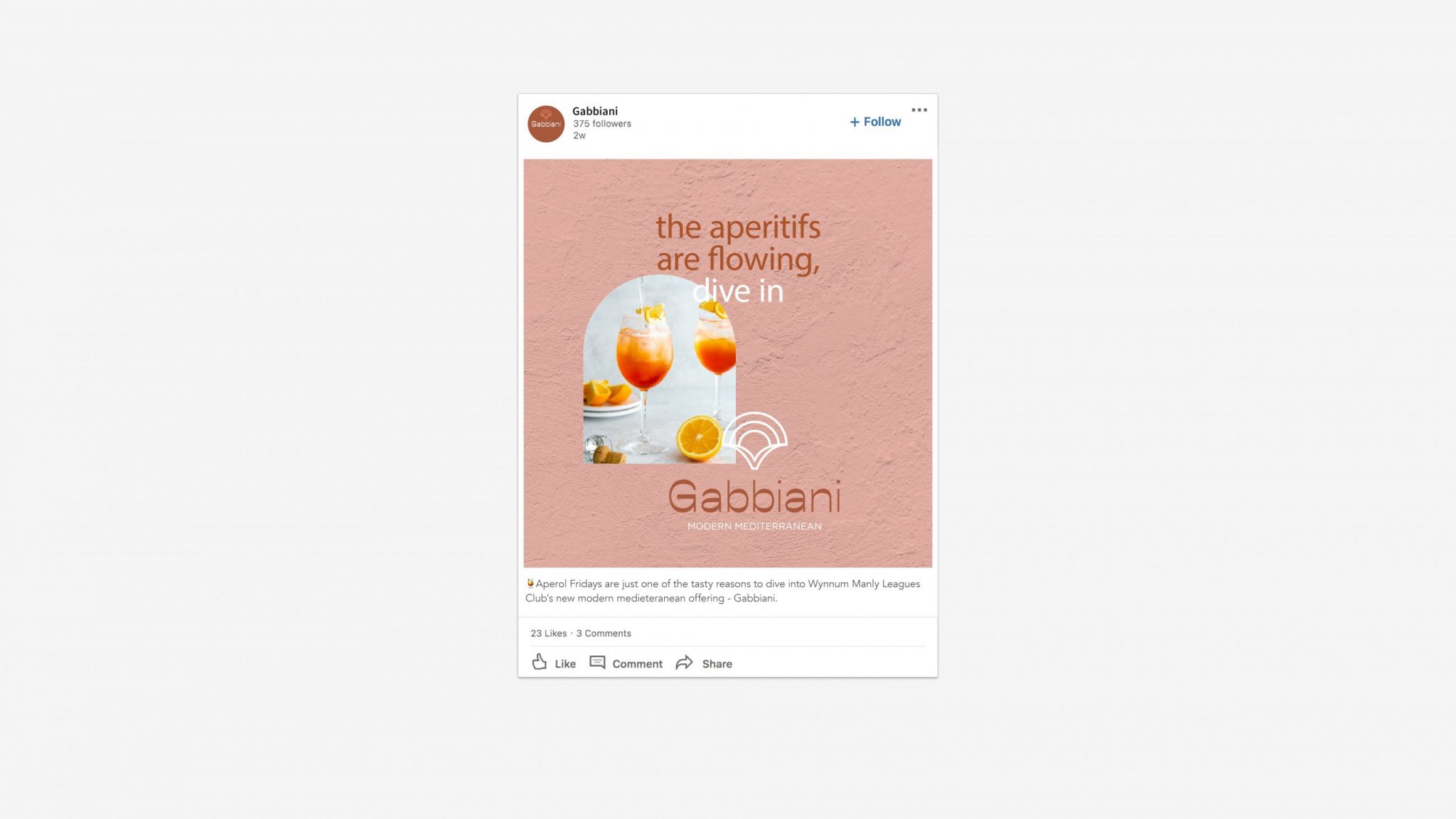 social media graphics and collateral for Gabbiani