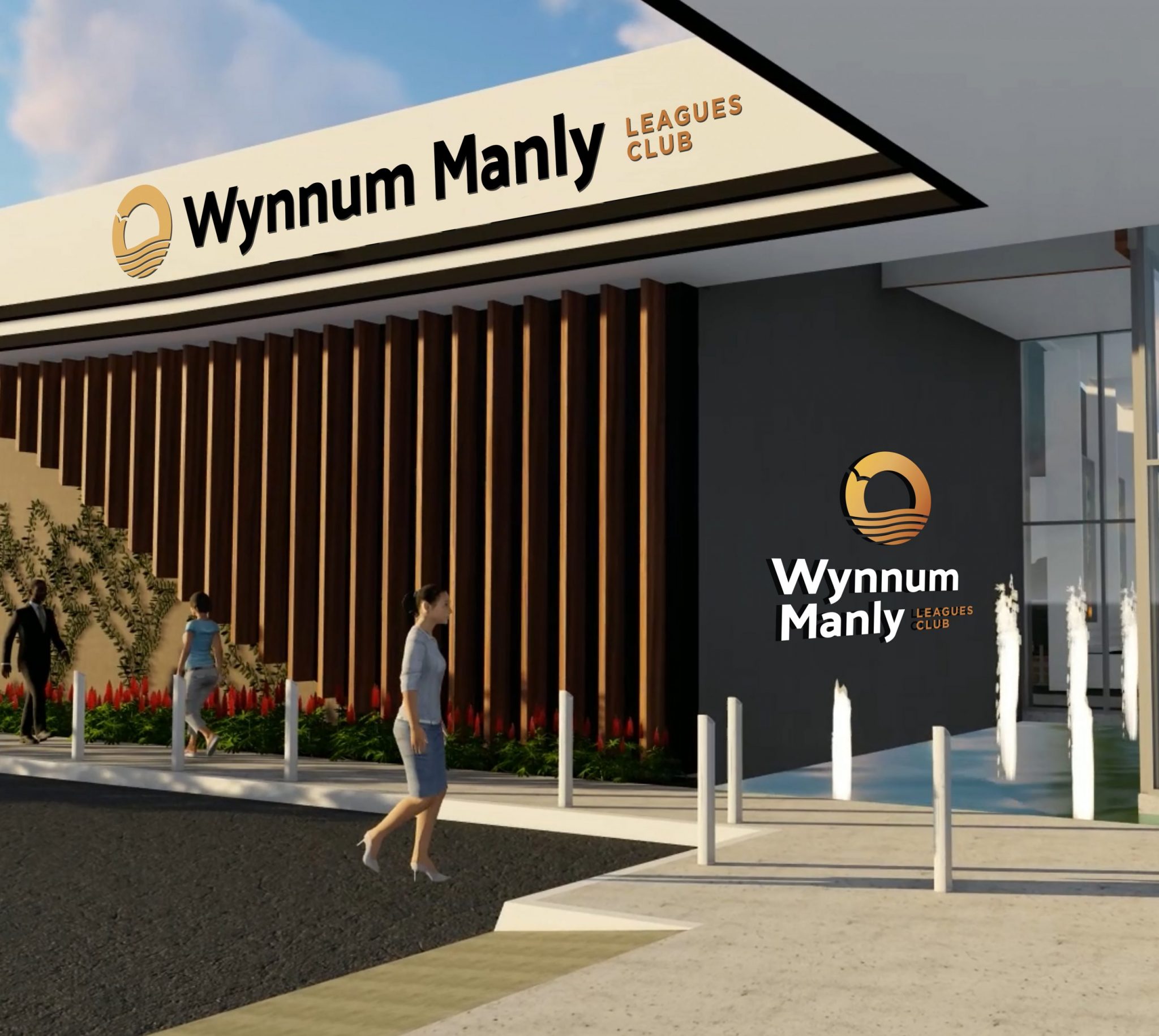Wynnum Manly Leagues Club mockup images of new brand signage