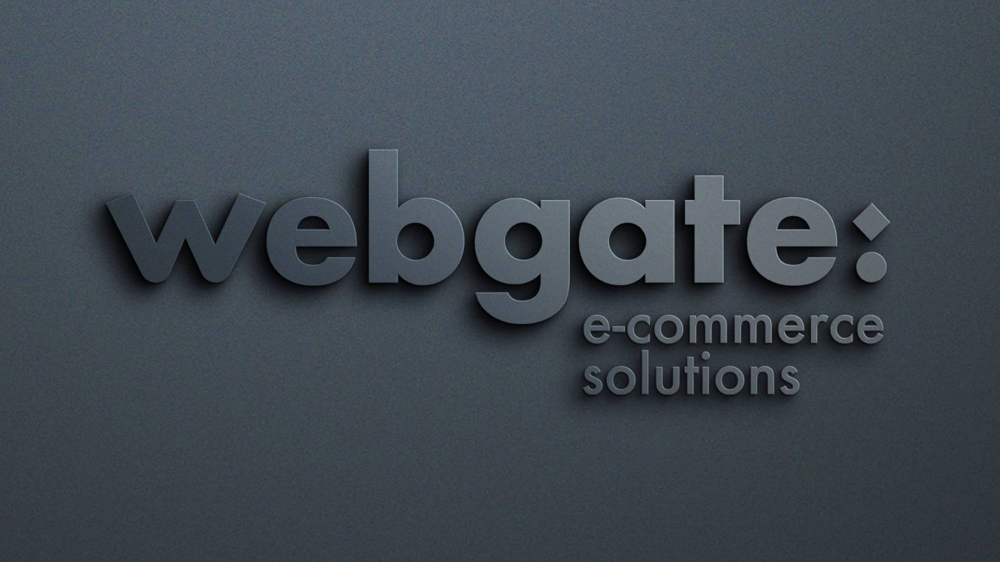 Mock up design of black on black office signage for Webgate tech new brand