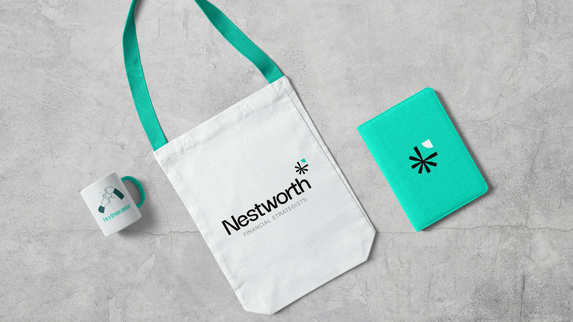 branded mug, tote bag and notebook by Brisbane brand agency DAIS
